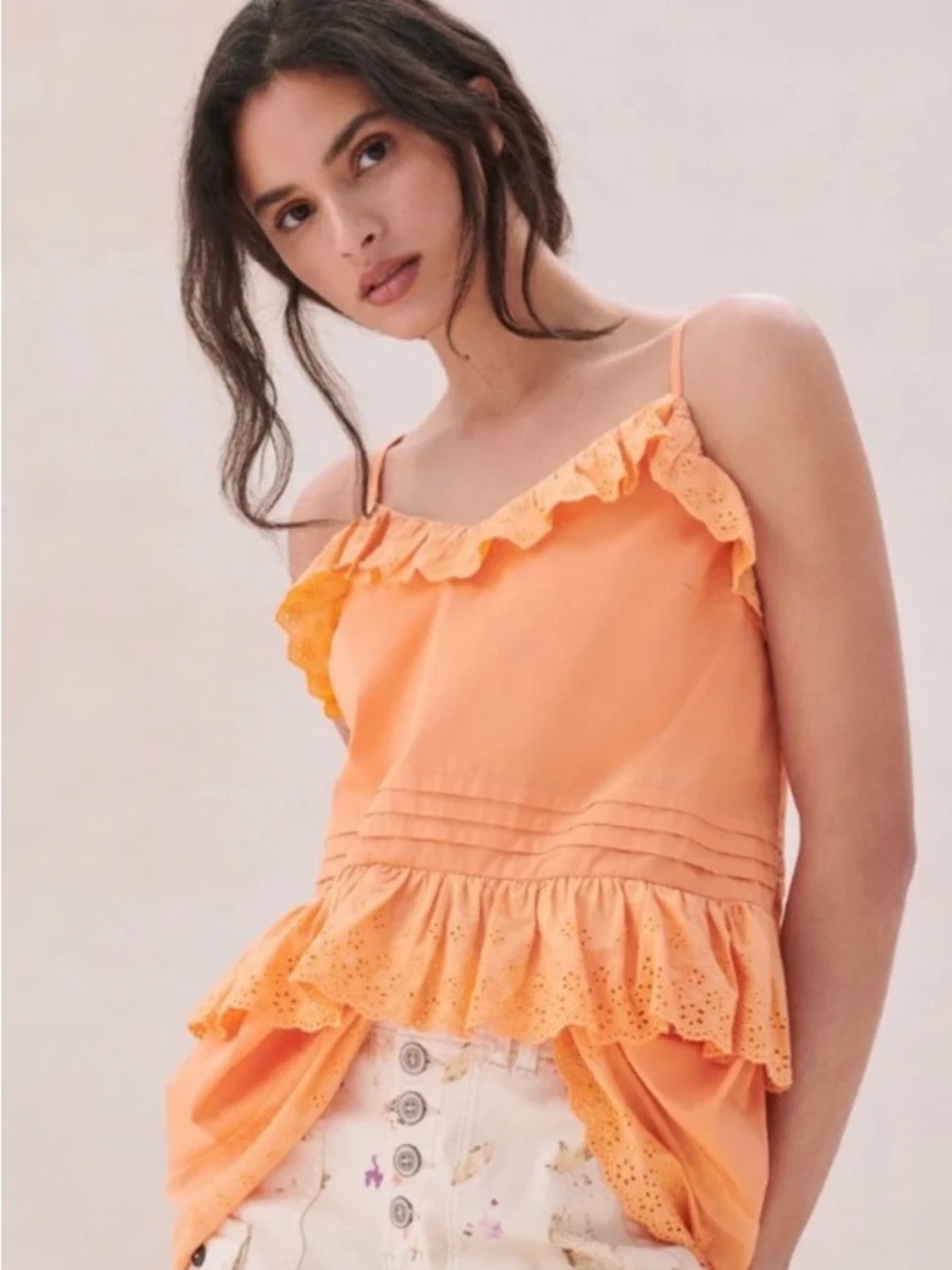 Mare Mare Josephine Tank
Anthropology Orange Eyelet Ruffle